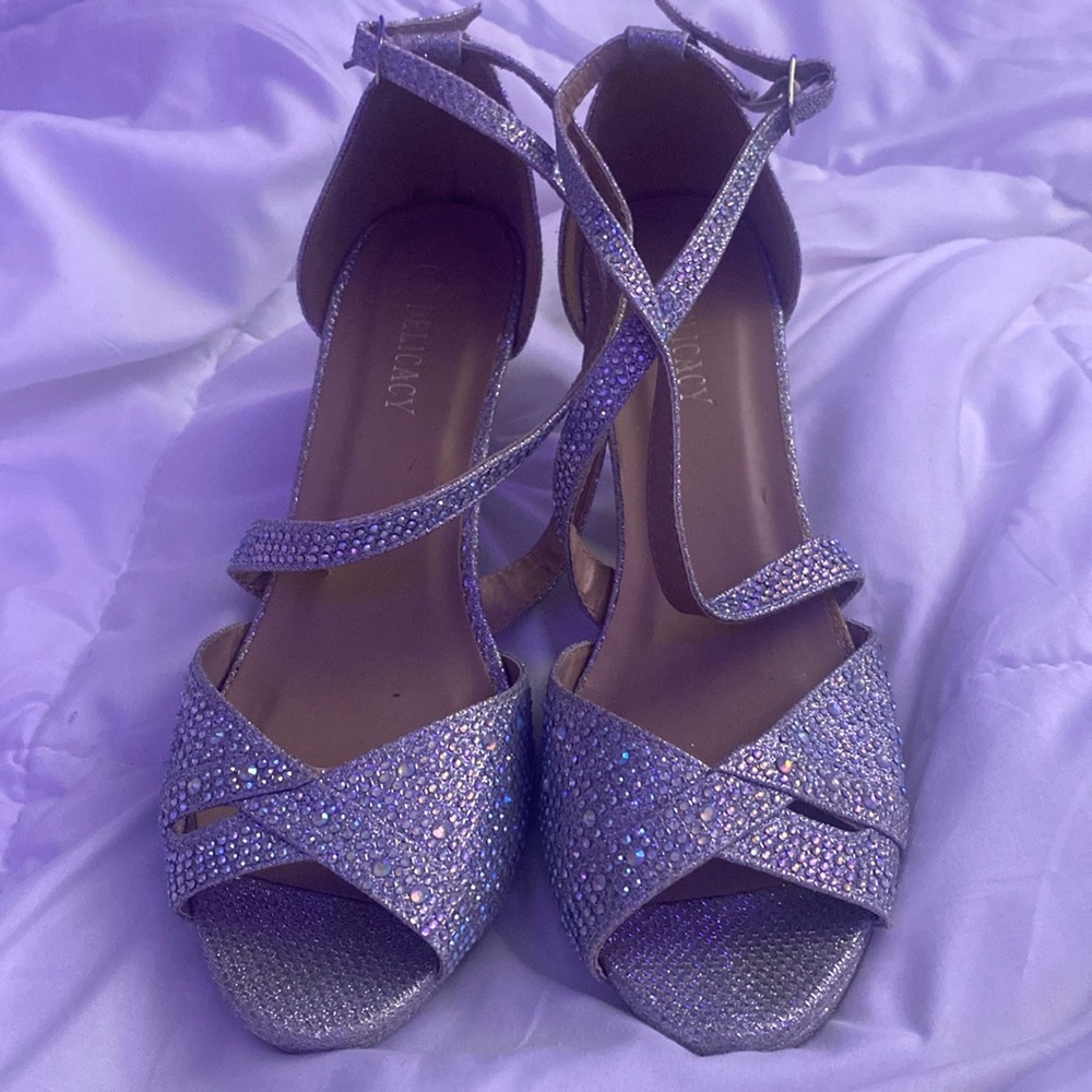 Silver sparkly bedazzled heals